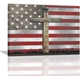 thumbnail image 1 of American Flag Cross Decor Wall Art USA Christian Religious Rustic Pictures Wall Decor Canvas Painting Prints Artwork Home Decorations Framed for Bedroom Bathroom Kitchen Living Room 16"x12", 1 of 6