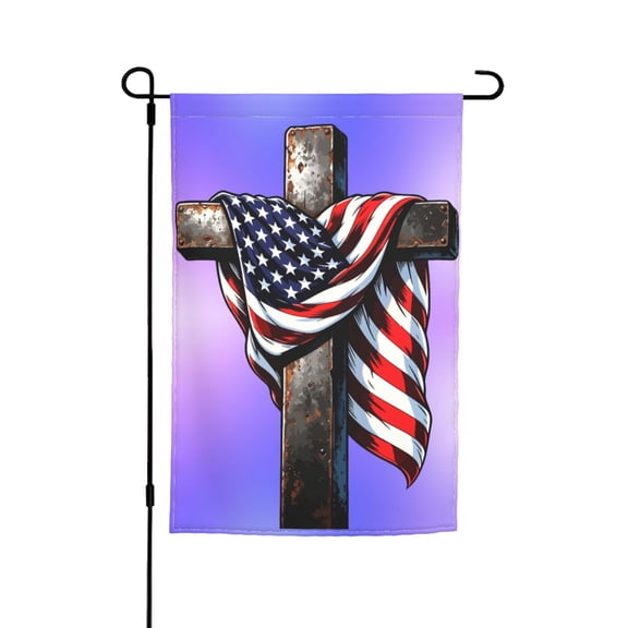 American Flag Cross Design Garden Flag 12x18 Inch Indoor Balcony Courtyard Outdoor Decorative Flag
