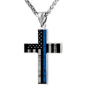 AGGXBIG American Flag Cross Pendant Necklace Christian Religious Jewelry Men's Women's