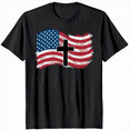 thumbnail image 1 of American Flag Cross T-Shirt Retro Style Patriotic Graphic Tee, 1 of 5