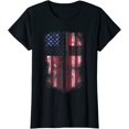 thumbnail image 1 of American Flag Cross for Patriotic USA Christians God Faith T-Shirt, 1 of 3