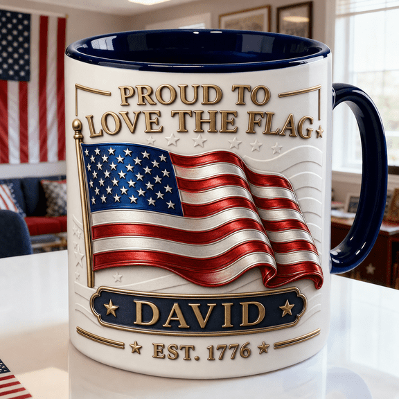 American Flag Custom Mug 2D Printed 3D Effect Patriotic Gift for Flag Lovers