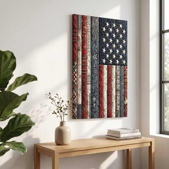 American Flag 5D Diamond Painting Kit Full Drill Patriotic Quilt Pattern Rhinestone Cross Stitch Kit for Beginner Crafters Home Decor 1PC