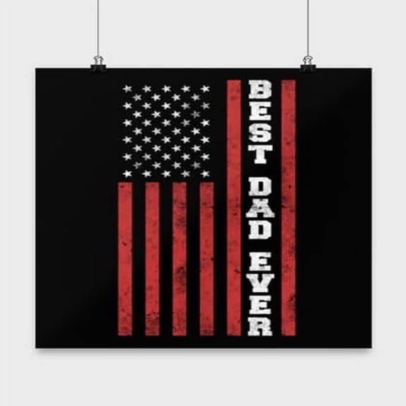 American Flag Dad Poster - Unique Father's Day Wall Art - 13x13in Black Design