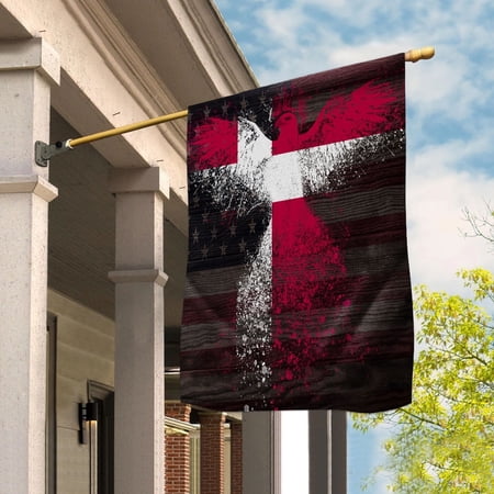 USA Denmark Friendship Forever 4th of July Patriotic Danish House Flag, Double-Sided Outdoor Yard Decor 29.5 x 39.5 Inch