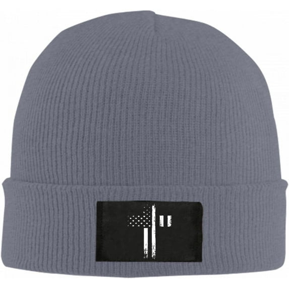 American Flag Day Cross Beanie Hat for Women Men Winter Hat Cuffed Winter Beanie Warm Skull Cap Plain Knit Hat Cap