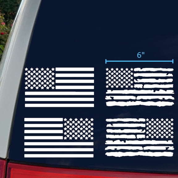 American Flag Decal 4 Pack: American Flag, Distressed American Flag Decals