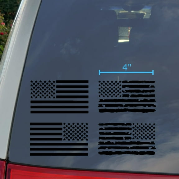 American Flag Decal 4 Pack: American Flag, Distressed American Flag Decals