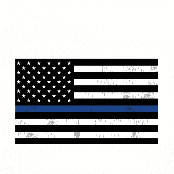 RUNJIG U.S. Flag "Thin Blue Line" Reflective Car Sticker (1-Pack)