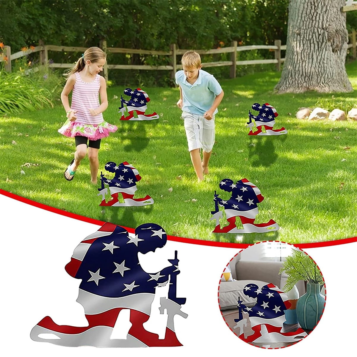 American Flag Decoration, Soldier Weathered Flag Metal Art Decor, with ...