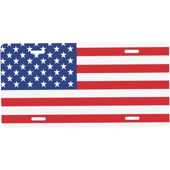 American Flag Decorative License Plate, Vanity Tag, Metal License Plate, Aluminum Novelty License Plate Home Decor for Men/Women/Boy/Girls 6 X 12 Inch (4 Holes)