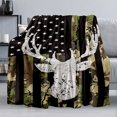 thumbnail image 1 of American Flag Deer Blanket, Soft Warm Fuzzy Fleece Plush Blanket 60''x50'', Smooth Cozy Flannel Throw Blanket for Bed/Couch/Office/Camping, 1 of 5