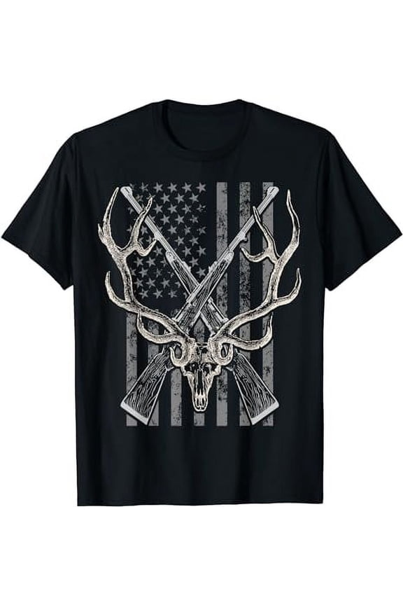 American Flag Deer Hunting T shirt Men USA Vintage Tee Gifts T-Shirt