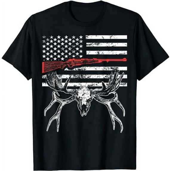American Flag Deer Hunting T shirt Men USA Vintage Tee Gifts T-Shirt
