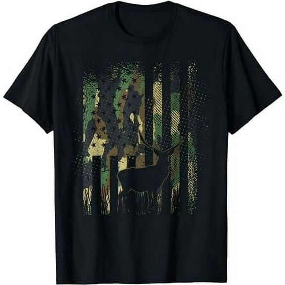 American Flag Deer Hunting Usa Camouflage Hunter T-Shirt
