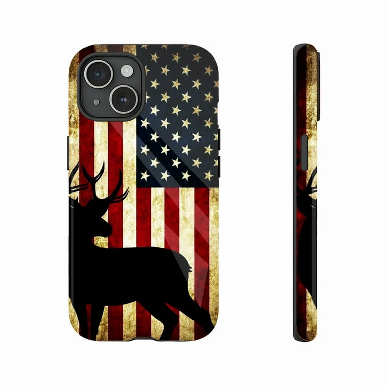 American Flag Deer Patriotic Stylish Durable iPhone Case for Men