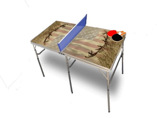 American Flag Deer Portable Table Tennis Ping Pong Folding Table w/Accessories