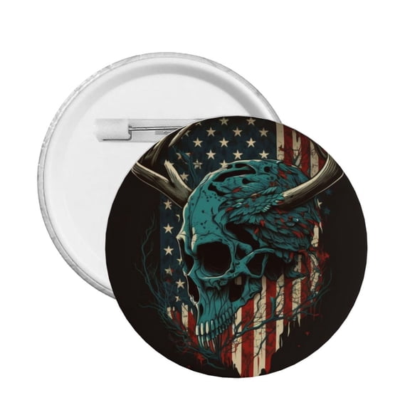 American Flag Deer Skull Camo Camouflage Round Button Pin Badge 5PCS Pinback Buttons Lapel Pin for Jacket, Backpack, Hat, Party Favor, Gift