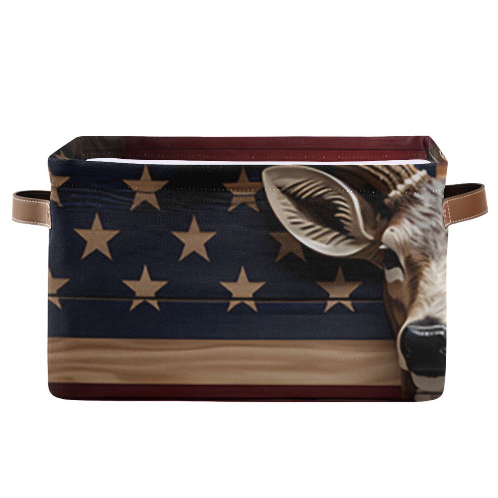American Flag Deer Storage Bins Baskets With Handles Storage Box Clothes Organizer Organization Toys