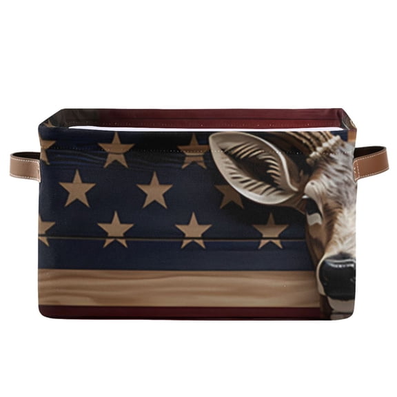American Flag Deer Storage Bins Baskets With Handles Storage Box Clothes Organizer Organization Toys