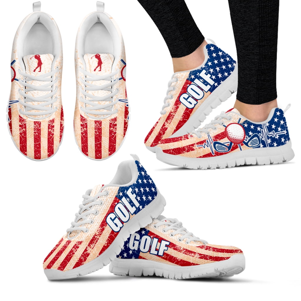 American Flag Design Brand Fashion Sneakers Trendy Golf Print Shoes