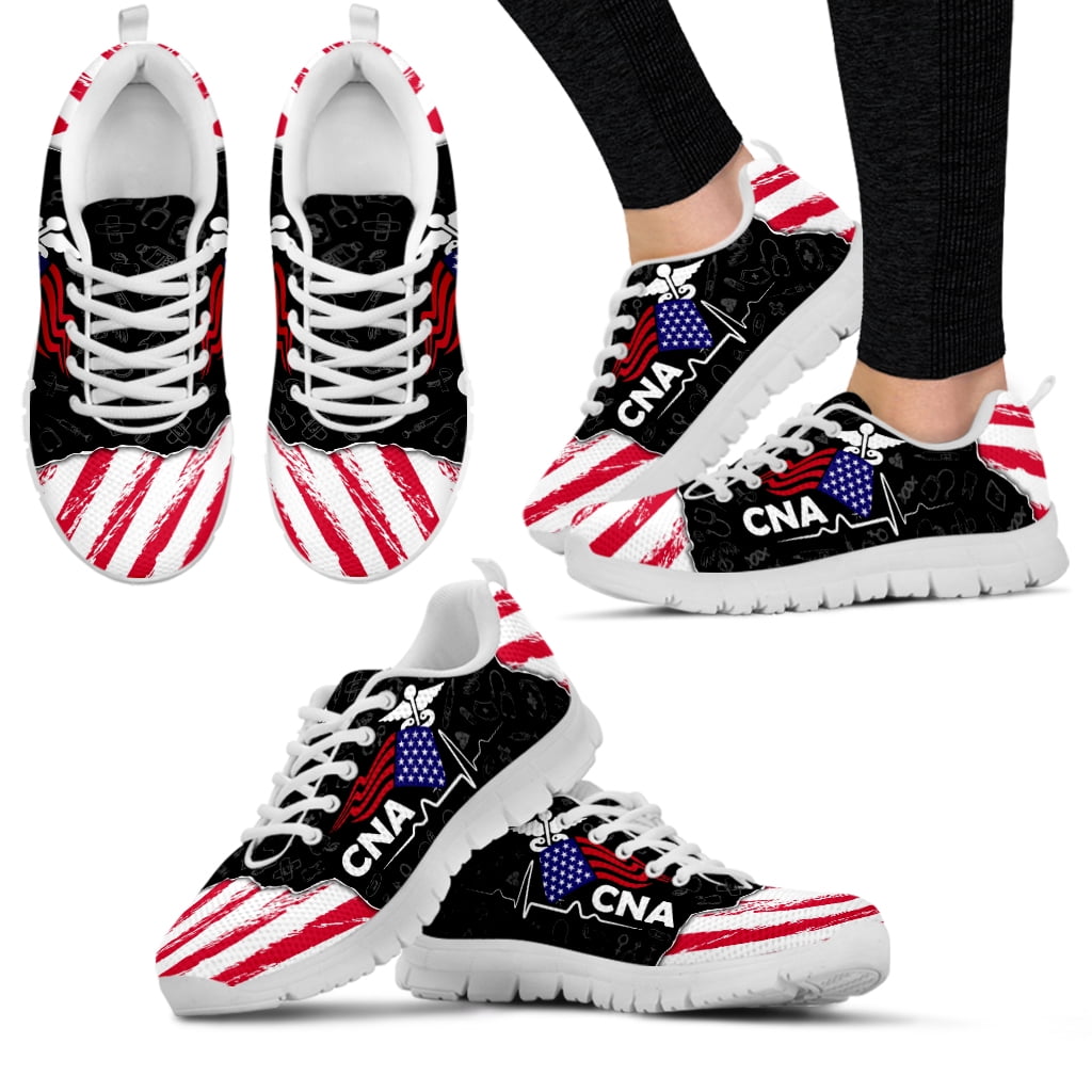 American Flag Design CAM Printed Shoes Flag Nurse Medical Needs Custom