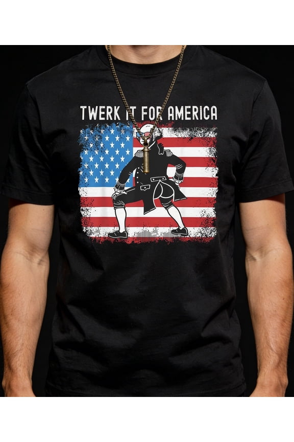 American Flag Design Printing T Shirt for Men Twerk It For America Tee