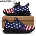thumbnail image 1 of American Flag Design Sneakers Women Unisex Patriotic US Lace-Up Shoes Spring Travel Knit Hiking Sneakers Daily Flats, 1 of 8
