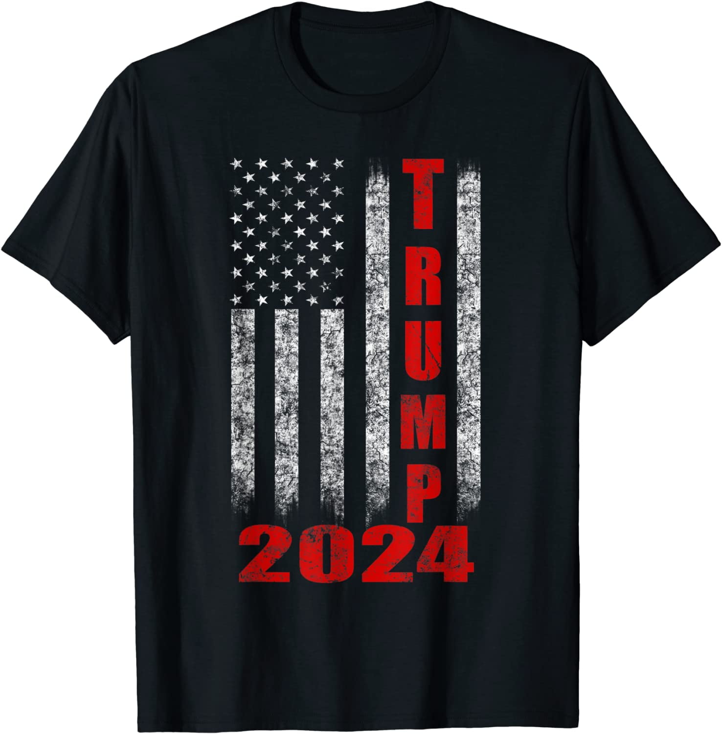 American Flag Design Trump 2024 Tshirt Casual Graphics Tops Summer Gift Tee Black Medium