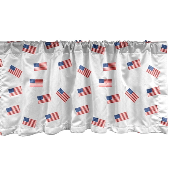 Ambesonne American Flag Design Valance Pack of 2, USA Signs Art, 42"X12", White Red and Dark Violet