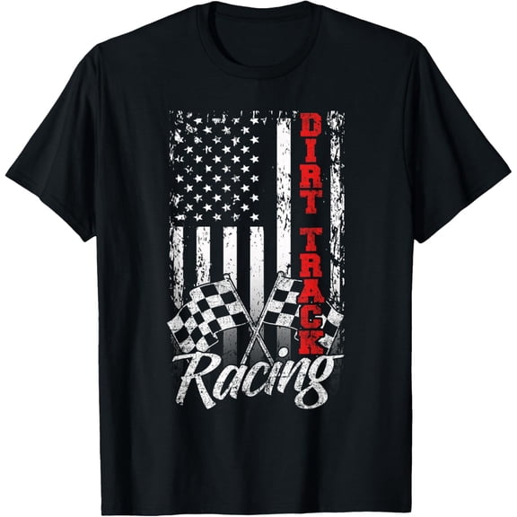 American Flag Dirt Track Racing Car Bike Driver Racer Gift Mens T-Shirt