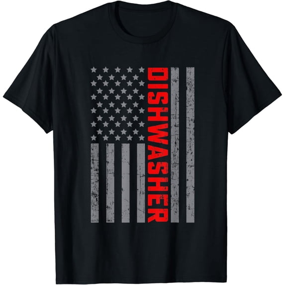 American Flag Dishwasher US Flag Vintage Tee For Men Dad T-Shirt