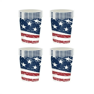 American Flag Disposable Paper Cups 48 Pack, 12 oz, Patriotic Party Supplies for 4th of July, Memorial Day, BBQ