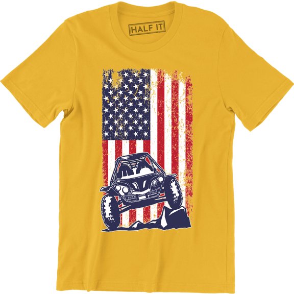 American Flag Distressed Car Garage 4th of July USA Pride Men's T-Shirt