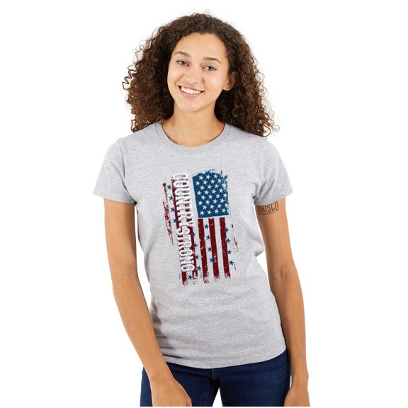 American Flag Distressed Country USA Womens Slim Fit Graphic Tee Brisco Brands S