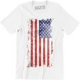 thumbnail image 1 of American Flag Distressed Patriotic Tattered Vintage USA flag men's Tee Shirt, 1 of 4