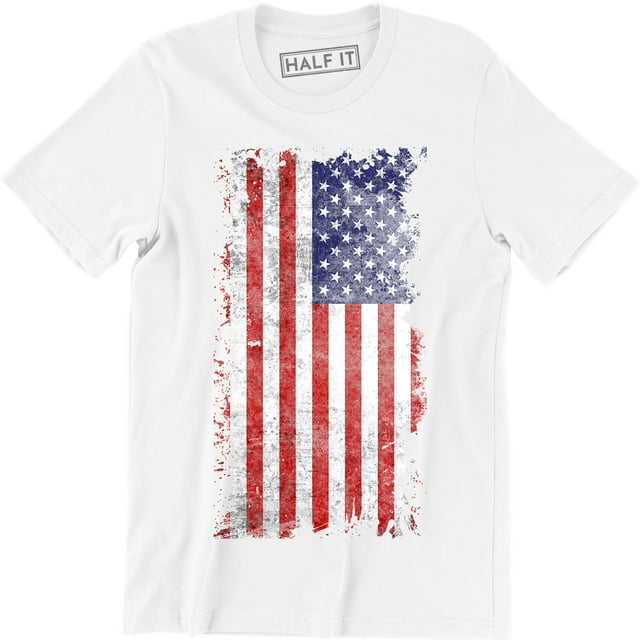 American Flag Distressed Patriotic Tattered Vintage USA flag men's Tee Shirt