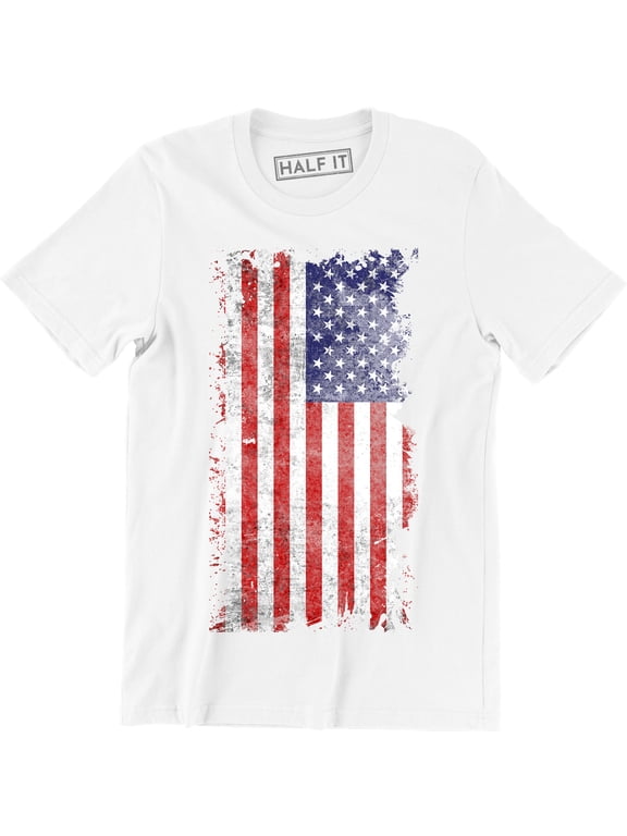 American Flag Distressed Patriotic Tattered Vintage USA flag men's Tee Shirt