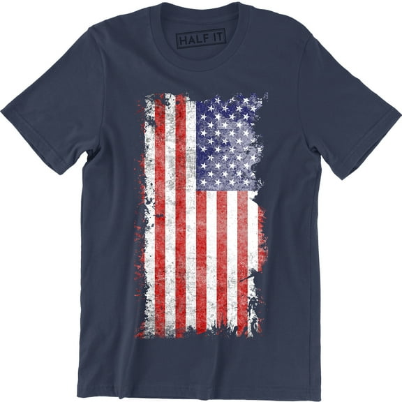 American Flag Distressed Patriotic Tattered Vintage USA flag men's Tee Shirt