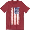 thumbnail image 1 of American Flag Distressed Patriotic Tattered Vintage USA flag men's Tee Shirt, 1 of 4