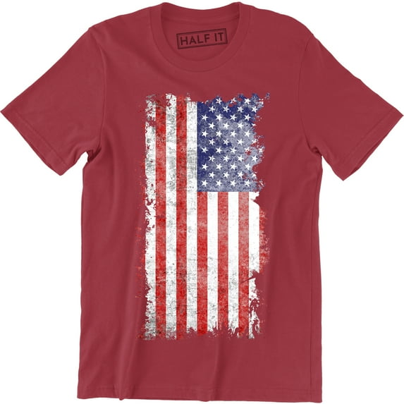 American Flag Distressed Patriotic Tattered Vintage USA flag men's Tee Shirt