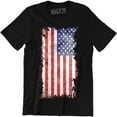 thumbnail image 1 of American Flag Distressed Patriotic Tattered Vintage USA flag men's Tee Shirt, 1 of 4