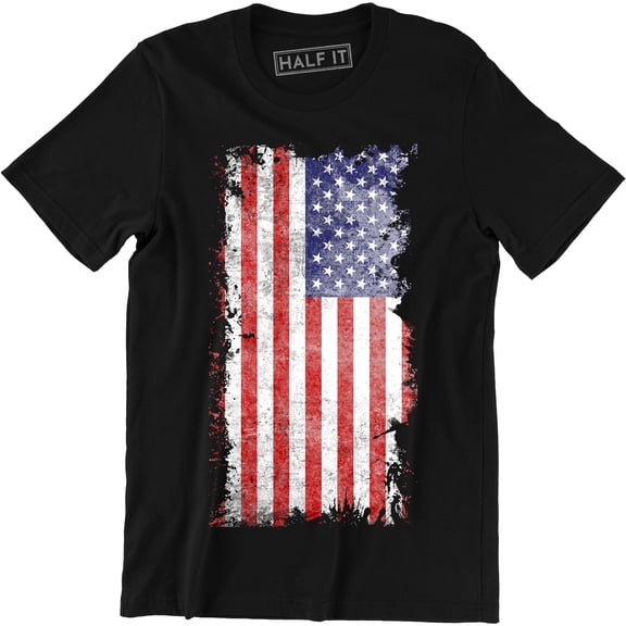 American Flag Distressed Patriotic Tattered Vintage USA flag men's Tee Shirt