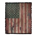 thumbnail image 1 of American Flag Distressed Woven Tapestry Cotton Blend Fringed Throw Blanket, 50"x60", 1 of 6