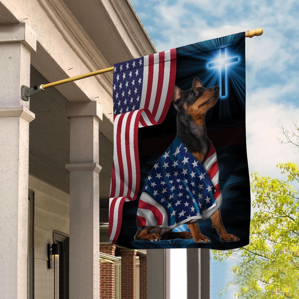American Flag Doberman Pinscher Dog Wearing Flag American Patriot Patriotic 4th of july House Flag, Double-Sided Decorative Outdoor Flag, Patriotic Polyester Yard Flag 29.5 x 39.5 in