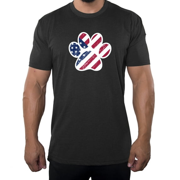 American Flag Dog Paw, Men's Graphic T-shirts, 4th of July T-shirts - Charcoal MH200PATRIOT S4 3XL