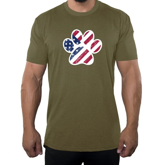 American Flag Dog Paw, Men's Graphic T-shirts, 4th of July T-shirts - Olive Drab MH200PATRIOT S4 3XL