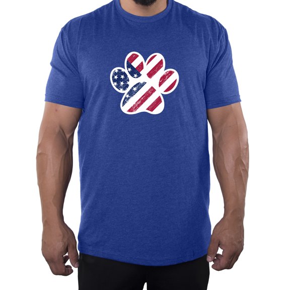 American Flag Dog Paw, Men's Graphic T-shirts, 4th of July T-shirts - Royal MH200PATRIOT S4 M