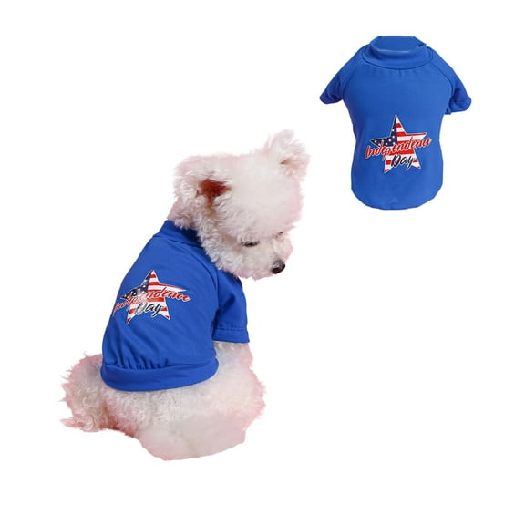American Flag Dog Shirt, 4th of July Dog Vest, Independence Day Memorial Day Patriotic USA Dog Costume for Small Medium Dog Blue XS