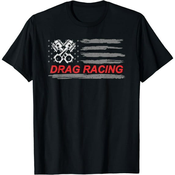 American Flag Drag Racing Car Lover Gift Idea MM T-Shirt